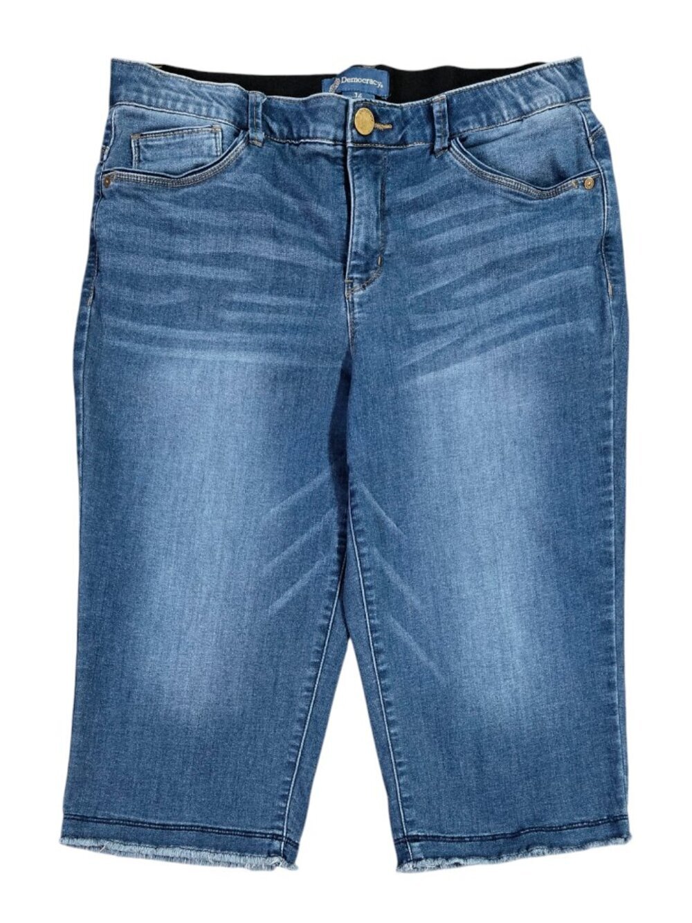 Democracy Absolution Blue Denim Fray Hem Capri Skimmer Jeans Stretch B835X0BG